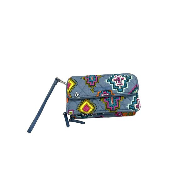 Vera Bradley Blue Painted Medallian Wristlet Zippered RFID Wallet Missing Strap - Picture 2 of 8